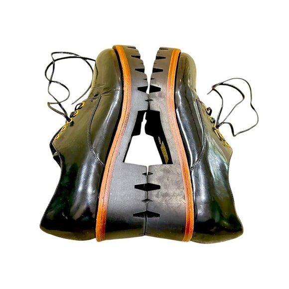 Jeffrey Campbell Black leather Platform lug sole lace up Oxfords grommet size 8 - Picture 6 of 9